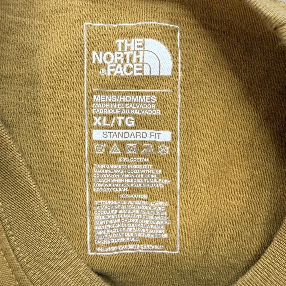 The North Face Graphic Long Sleeve T-Shirt Standard Fit XL Yellow Sleeve Logo